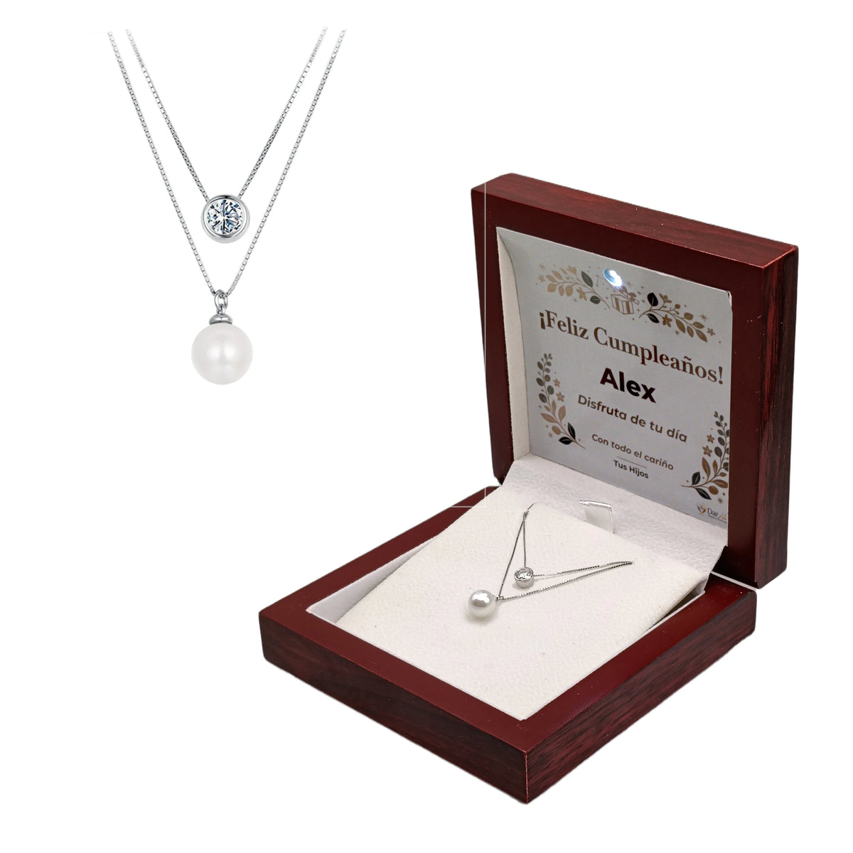Collar Plata de Ley 925 con Moissanita y Perla · Dos Almas