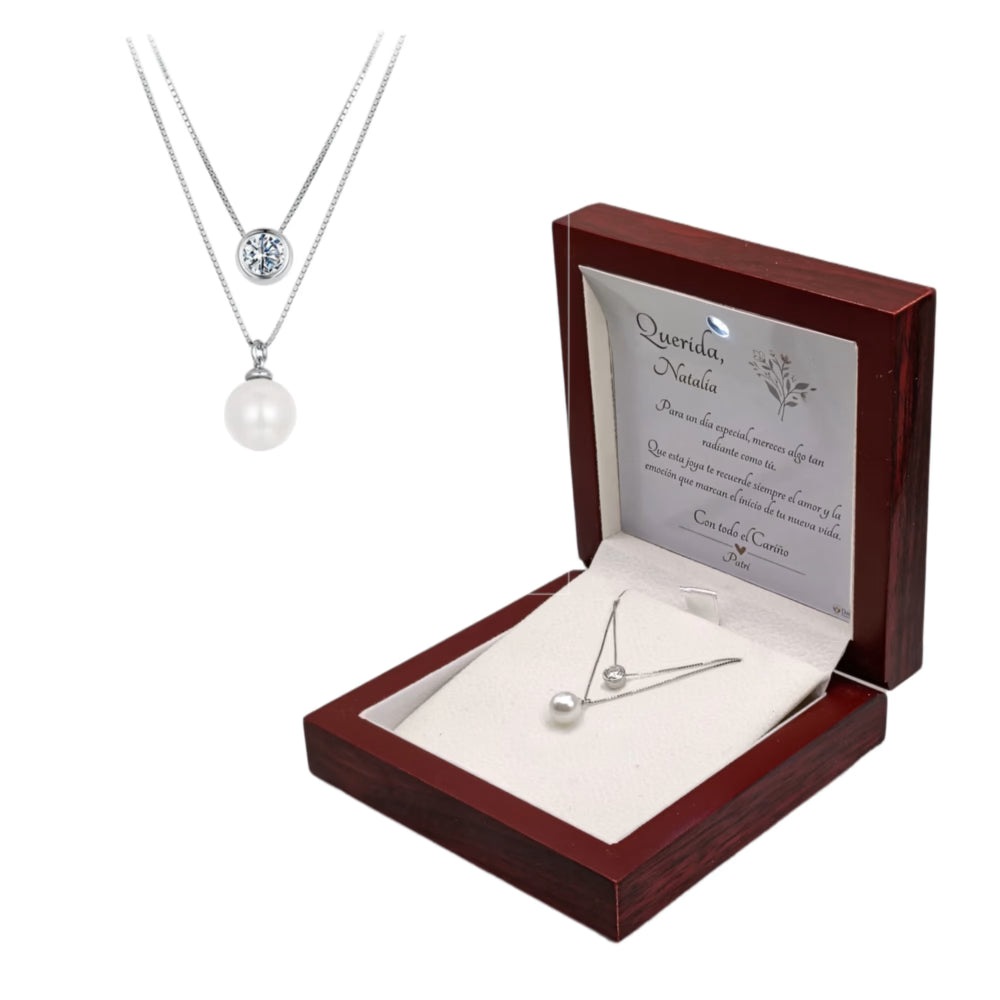 Collar Plata de Ley 925 con Moissanita y Perla · Dos Almas