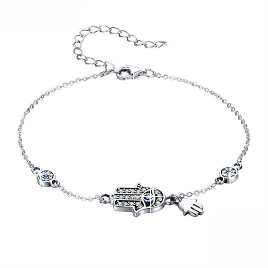 Pulsera Plata de Ley 925 · Protectora con Mano de Fatima · Tarjeta con oración