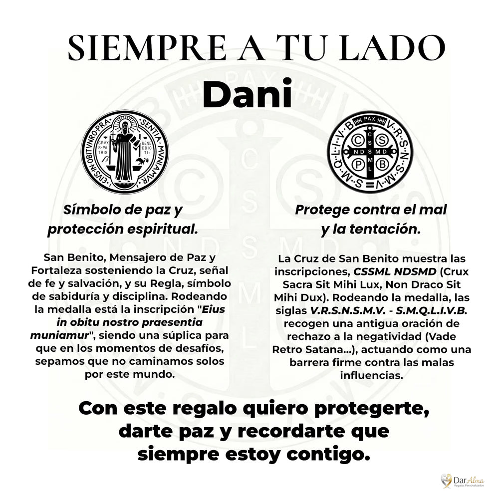 Pulsera San Benito en Inox. Ed. "Siempre a tu Lado" + Tarjeta con Oración