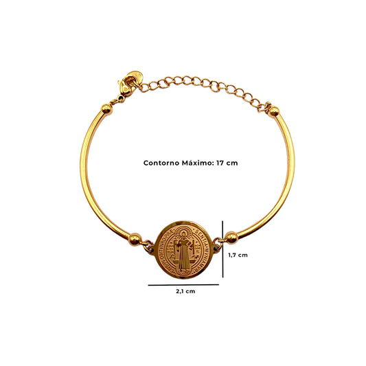Pulsera Rígida San Benito de Acero · Tarjeta con Oración
