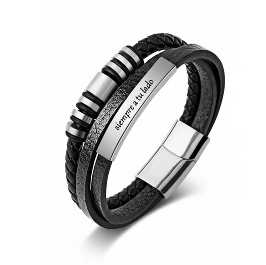 Pulsera de Cuero y Acero · Vínculo Eterno DarAlma - El Arte de Emocionar