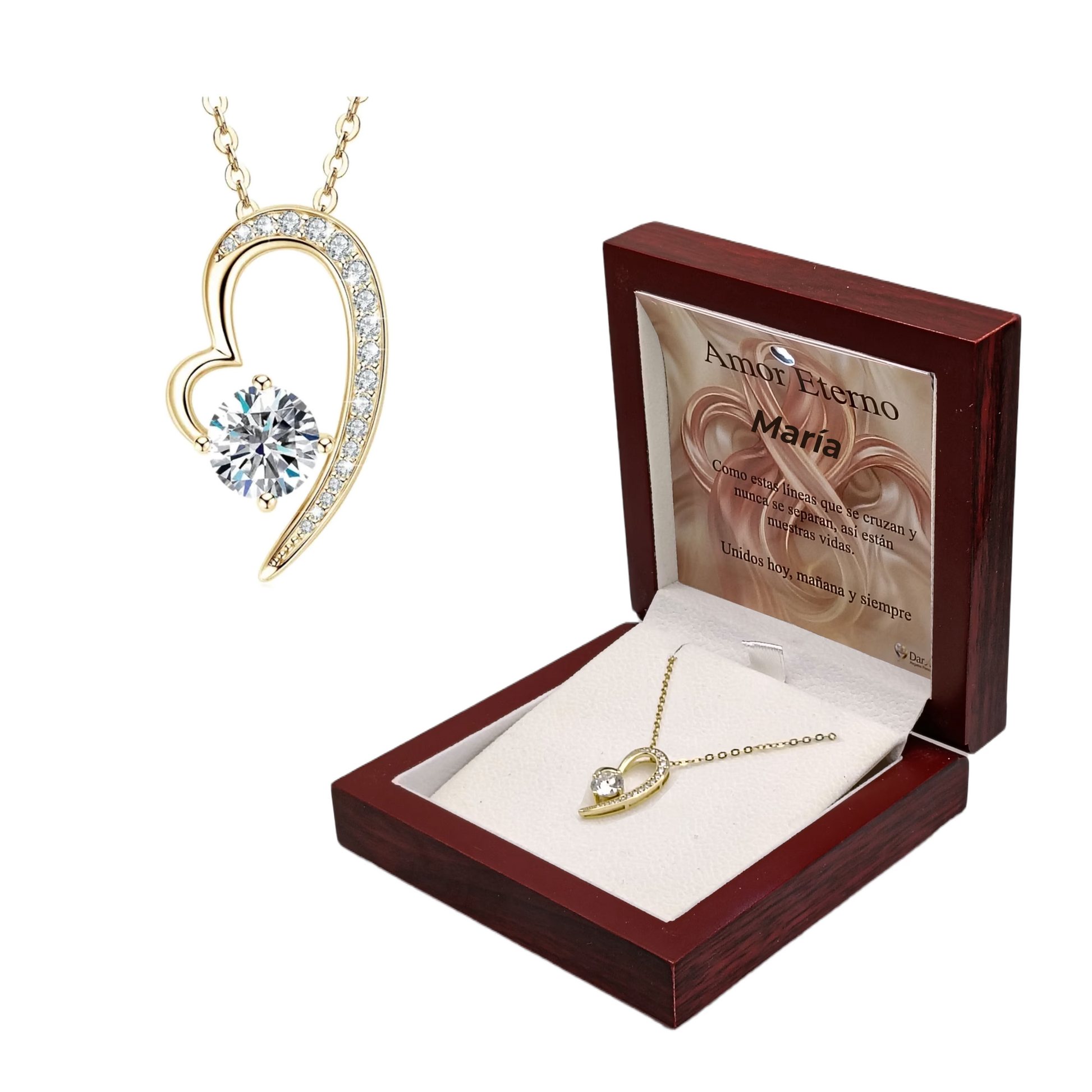 Ejemplo de tarjeta personalizada del collar Alma Enamorada