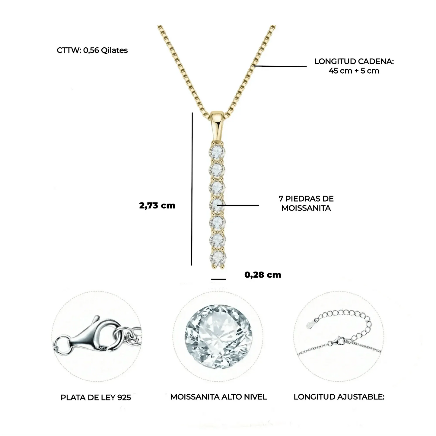 Collar Cascada de Sueños en Plata con Moissanitas. Ed. "Alma Gemela"