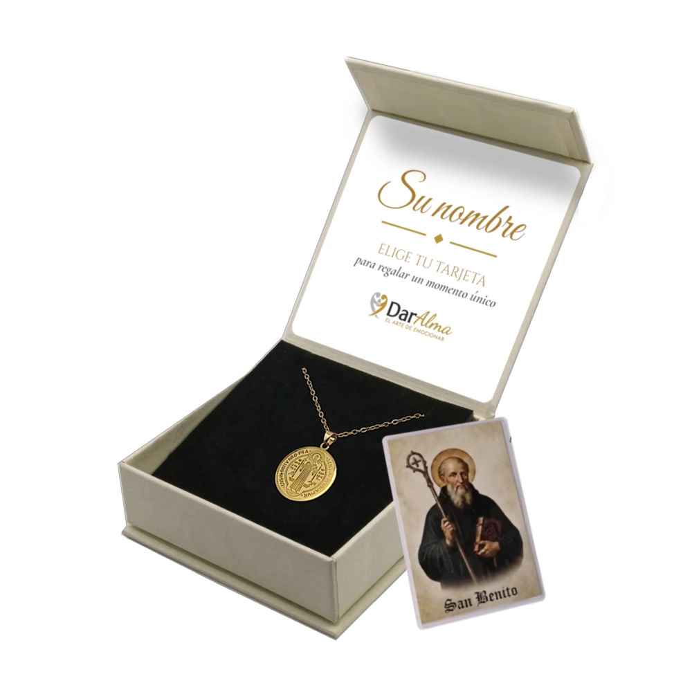 Medalla San Benito de Acero · Tarjeta con Oración