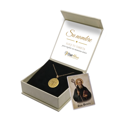 Medalla San Benito de Acero · Tarjeta con Oración
