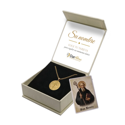 Medalla San Benito de Acero · Tarjeta con Oración
