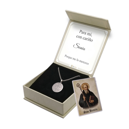 Medalla San Benito de Acero · Tarjeta con Oración