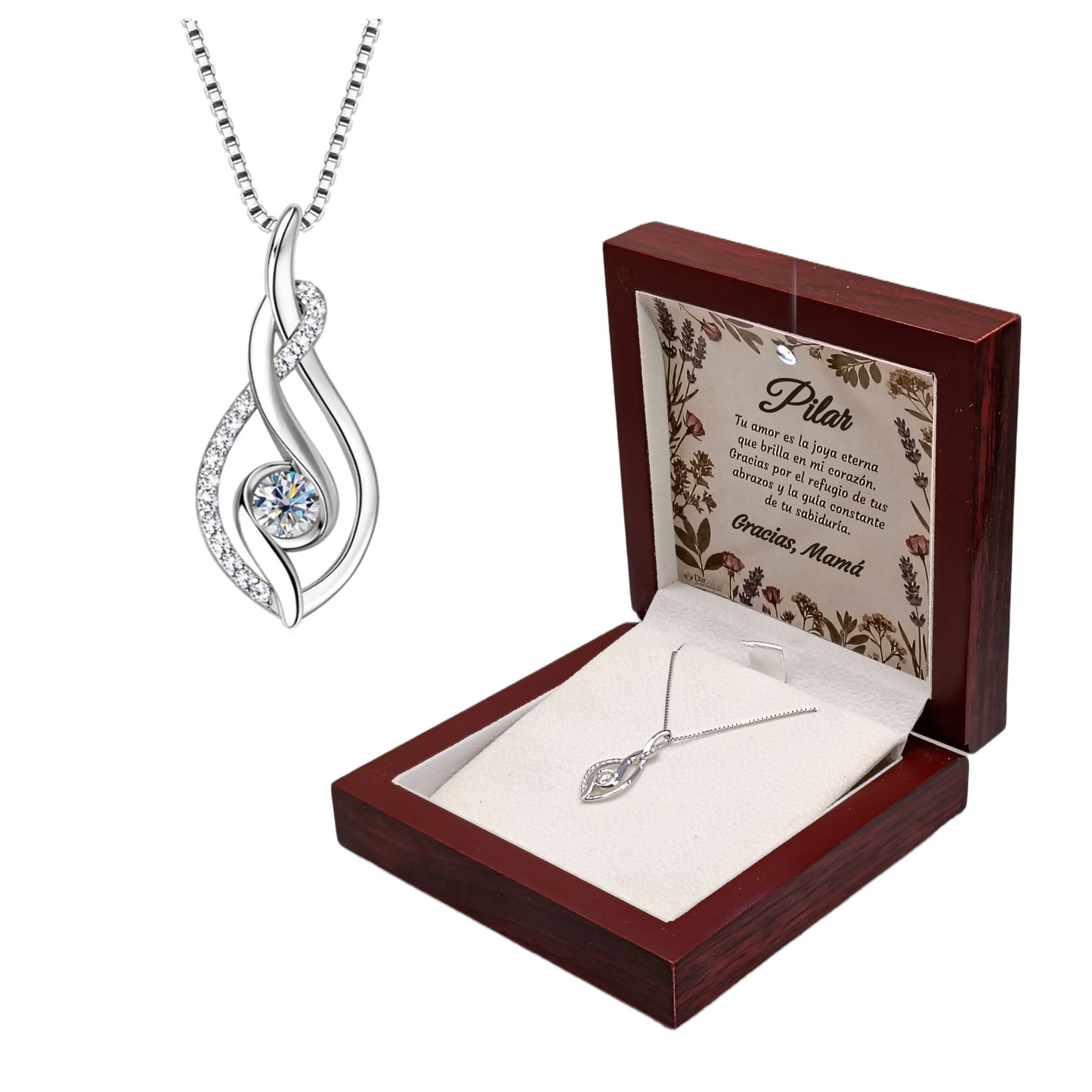 Collar Danza del Destino en Plata con Moissanita. Ed. "Legado de Amor"