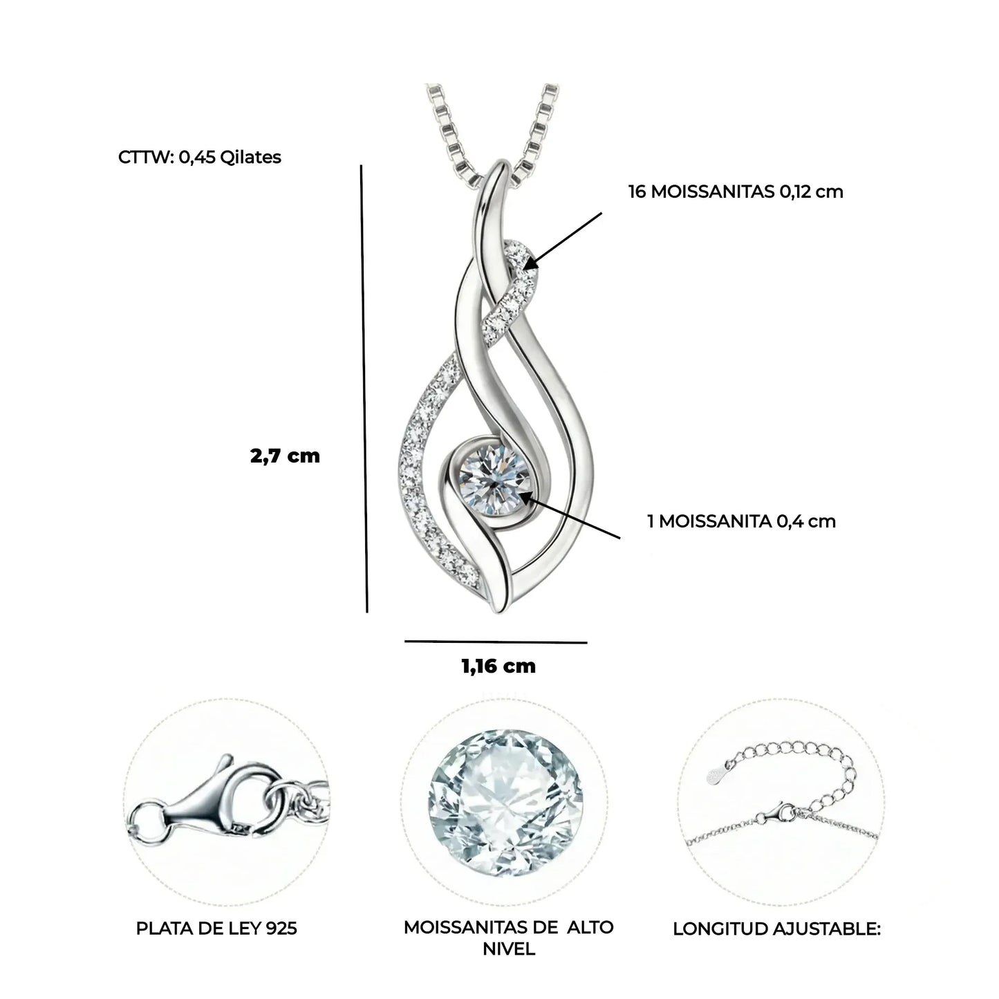 Collar Danza del Destino en Plata con Moissanita. Ed. "Gesto Sincero"