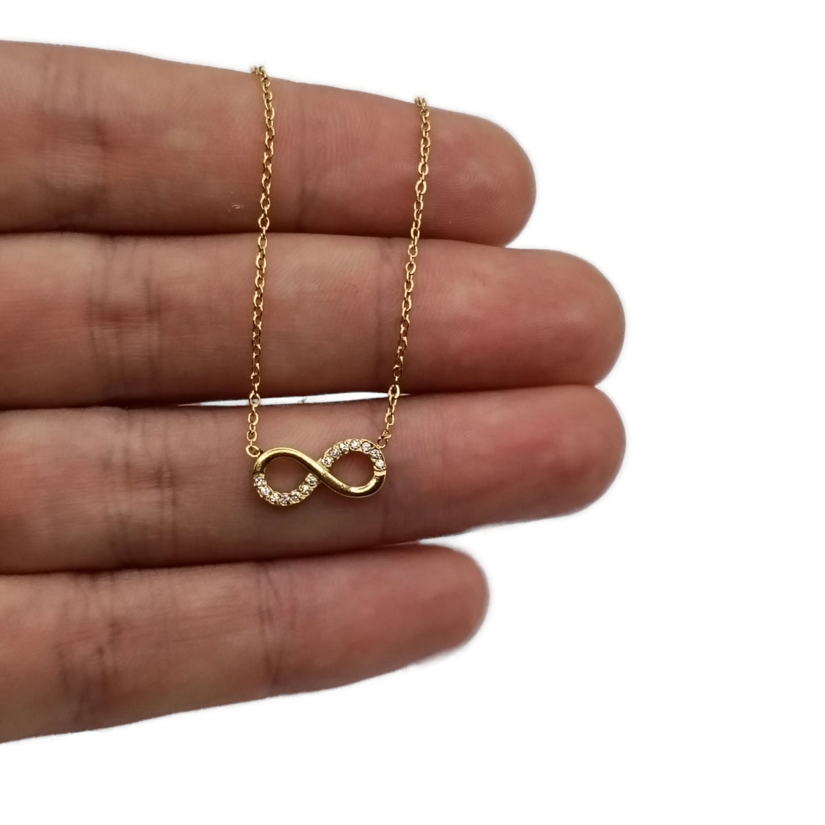 Collar de Acero con Brillantes · Amor Infinito