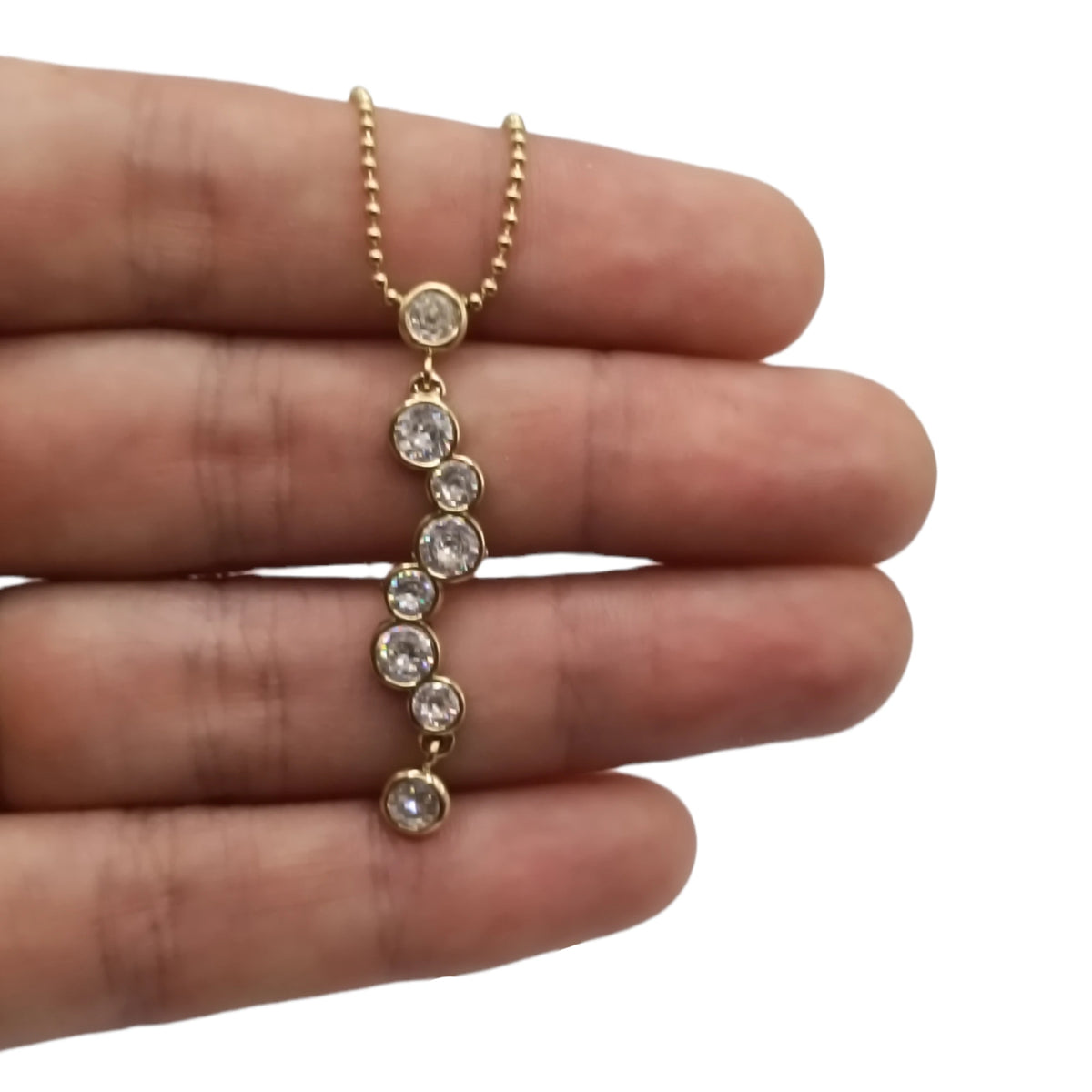 Collar de Acero Inoxidable con Circonitas · Gotas de Luz
