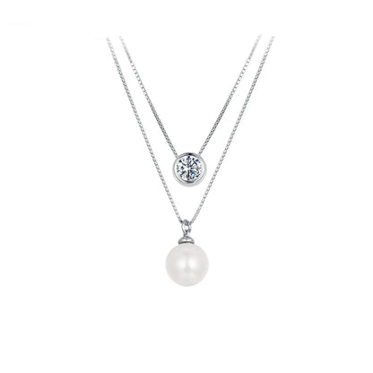 Collar Plata de Ley 925 con Moissanita y Perla  ·  Dos Almas