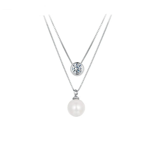 Collar Plata de Ley 925 con Moissanita y Perla  ·  Dos Almas DarAlma - El Arte de Emocionar