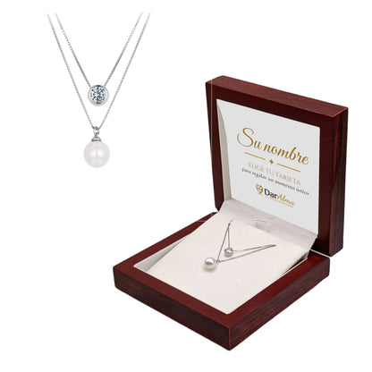 Collar Plata de Ley 925 con Moissanita y Perla  ·  Dos Almas