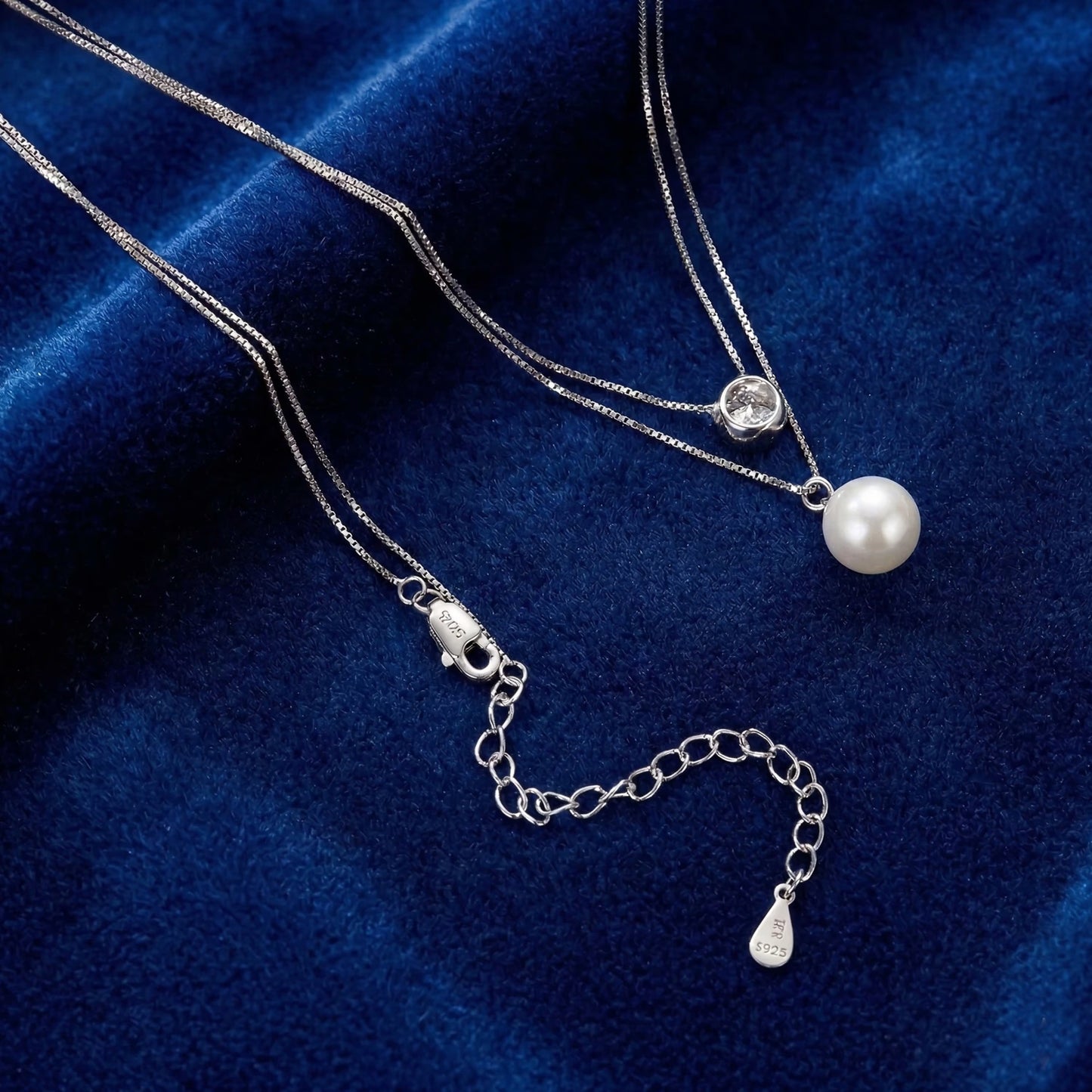 Collar Dos Almas en Plata con Moissanita y Perla. Ed. "Aniversario Elegancia"