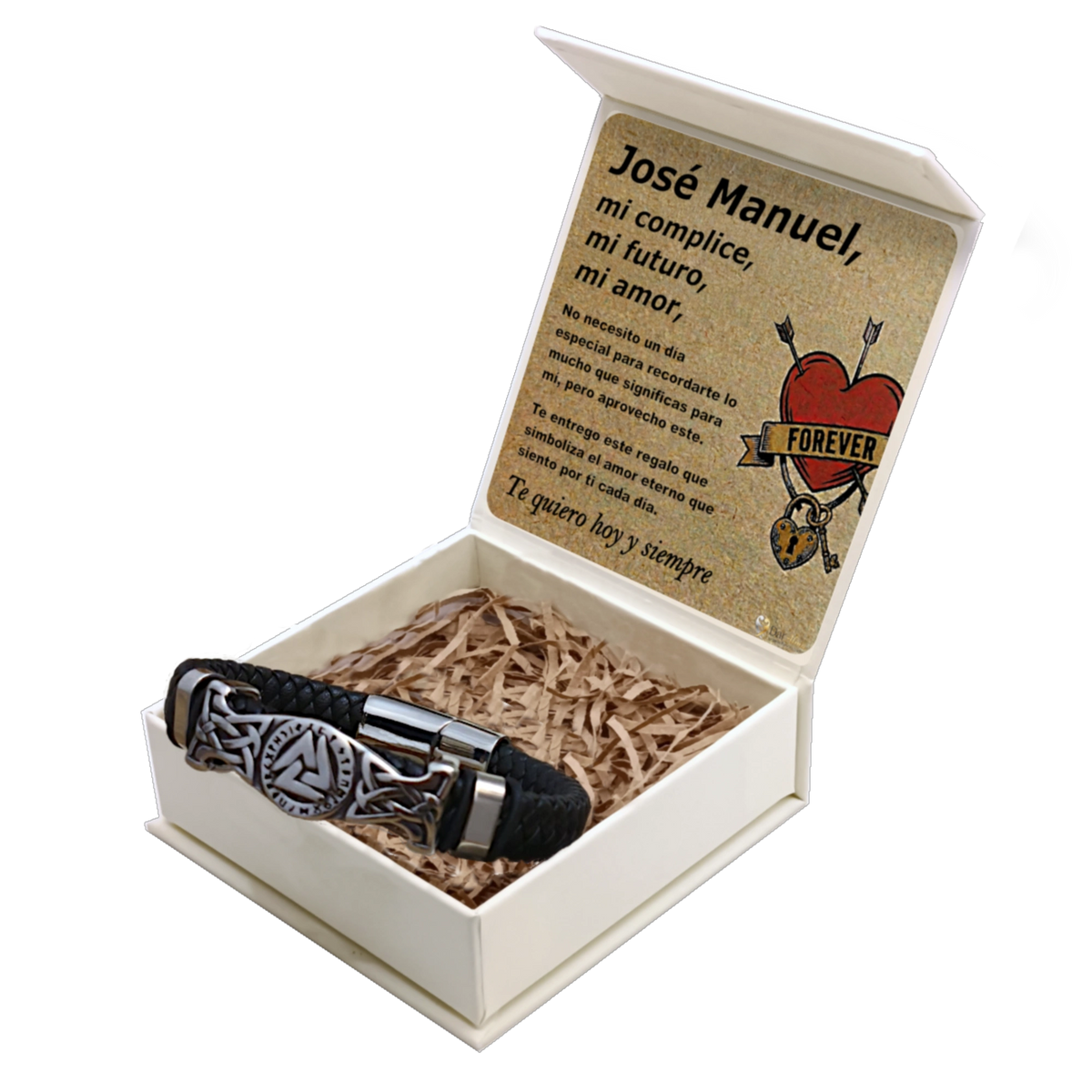 Pulsera Cuero y Acero para Hombre · Fuerza y Honor