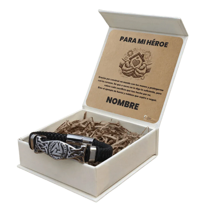 Pulsera Fuerza y Honor de Acero. Ed. "Constructor de Vida"