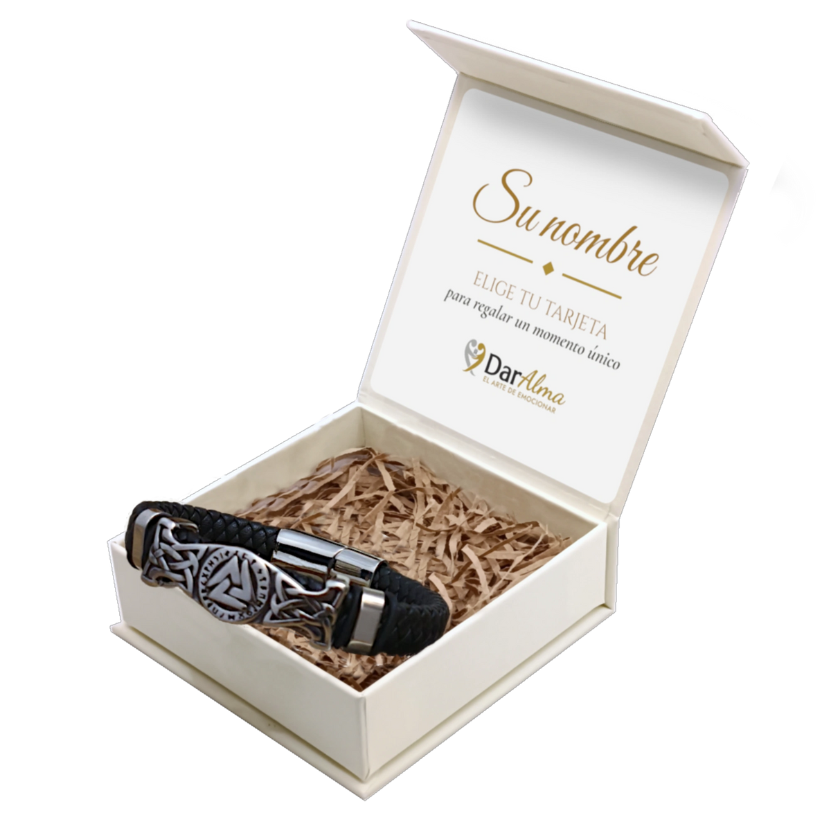 Pulsera Cuero y Acero para Hombre · Fuerza y Honor