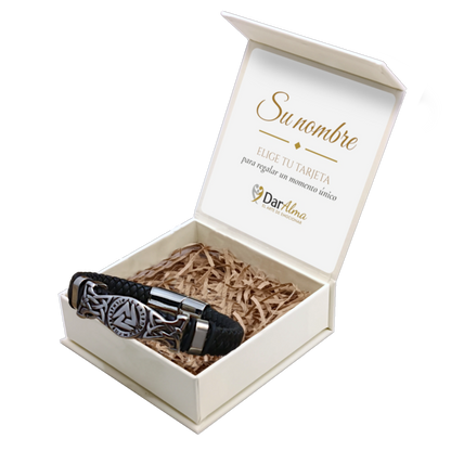 Pulsera Cuero y Acero para Hombre · Fuerza y Honor