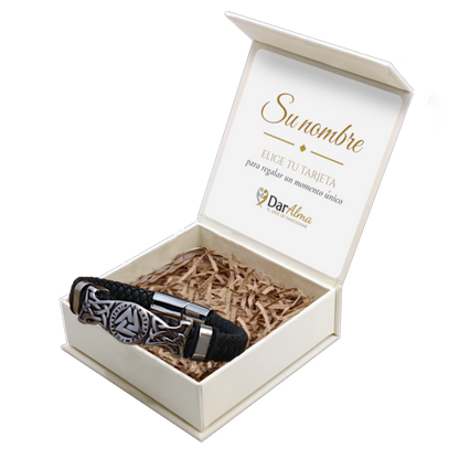 Pulsera Cuero y Acero para Hombre · Fuerza y Honor