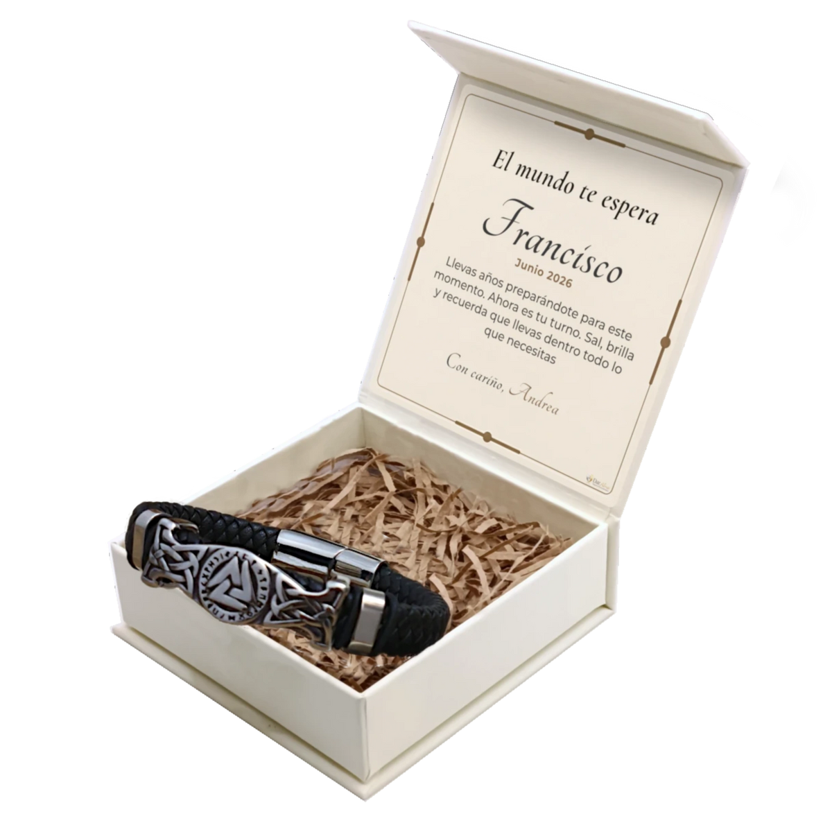 Pulsera Cuero y Acero para Hombre · Fuerza y Honor
