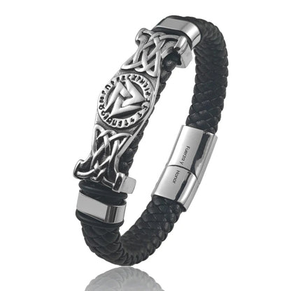Pulsera Cuero y Acero para Hombre · Fuerza y Honor