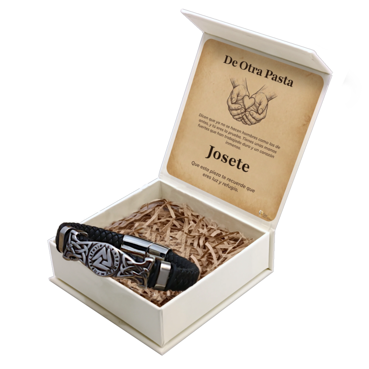 Pulsera Cuero y Acero para Hombre · Fuerza y Honor