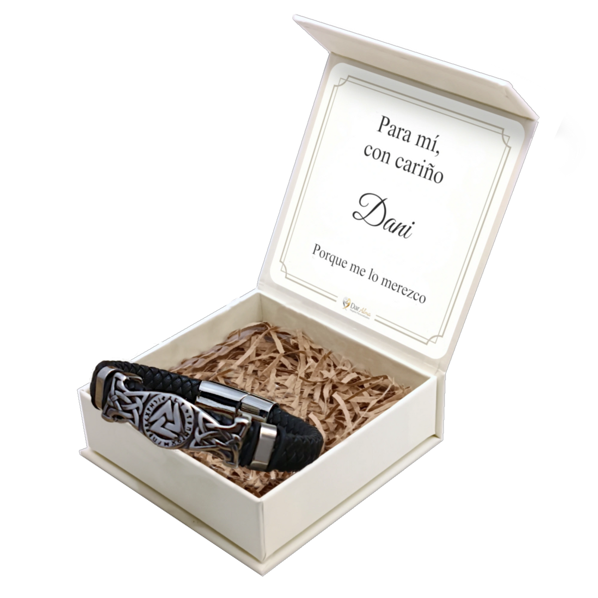 Pulsera Cuero y Acero para Hombre · Fuerza y Honor