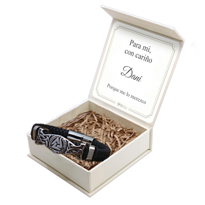 Pulsera Cuero y Acero para Hombre · Fuerza y Honor