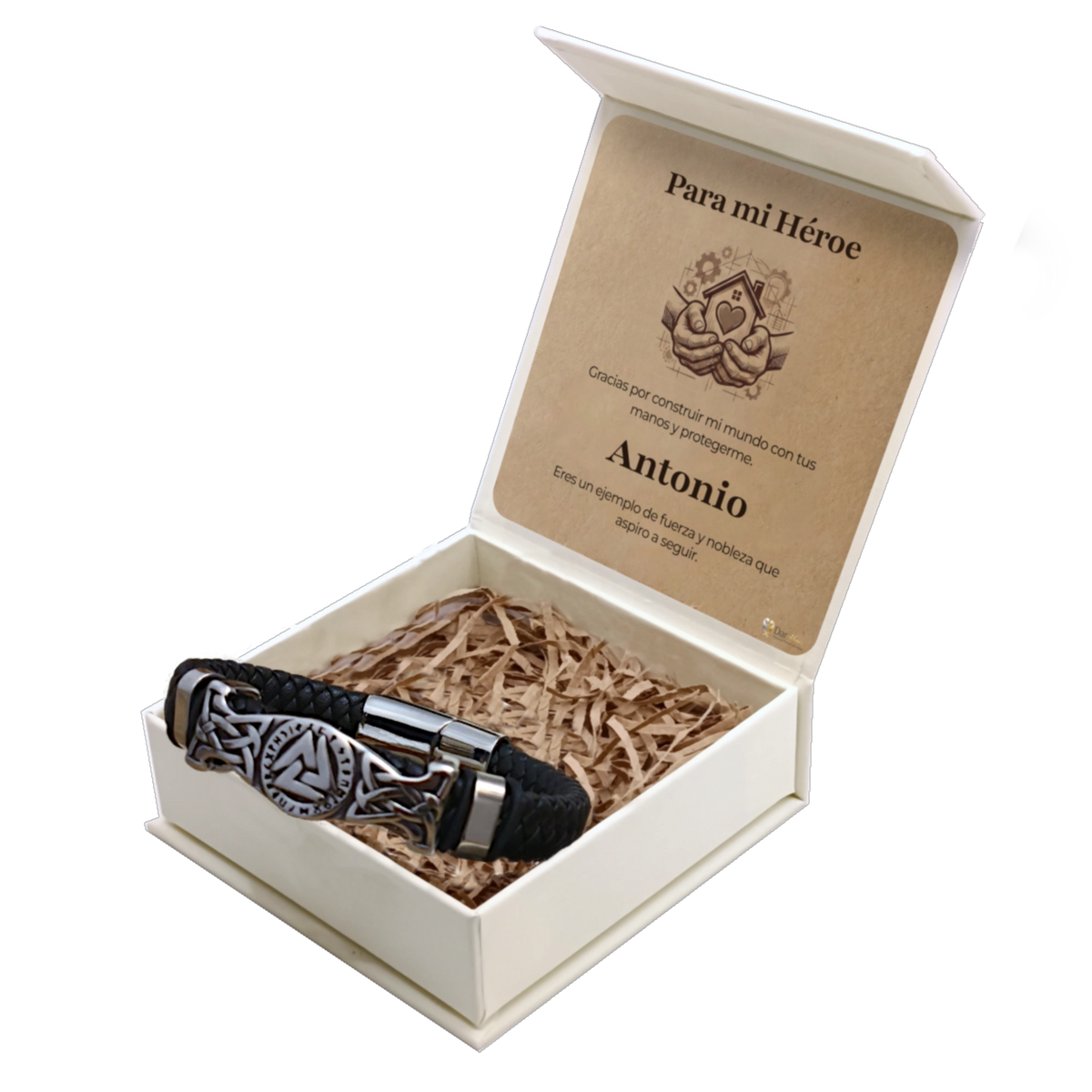 Pulsera Cuero y Acero para Hombre · Fuerza y Honor