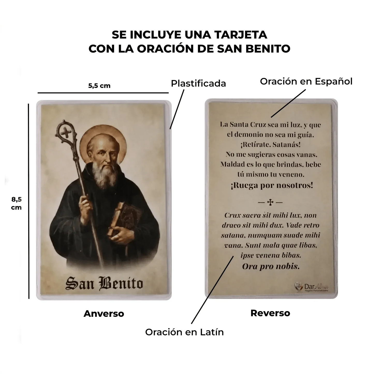 Colgante San Benito en Inox. Ed. "Siempre a tu Lado" + Tarjeta con Oración