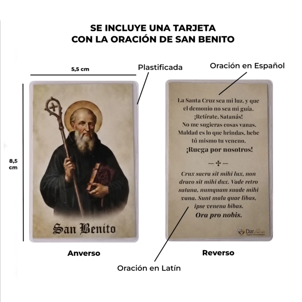 Medalla San Benito de Acero · Tarjeta con Oración