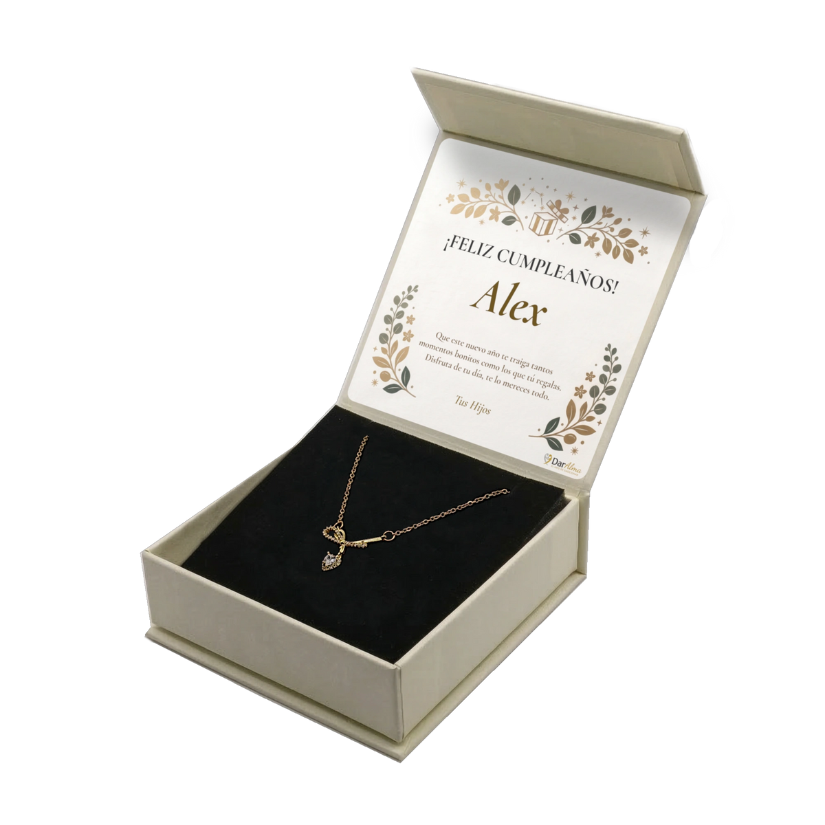 Collar de Acero Bañado en Oro 18K · Lazo de Corazón