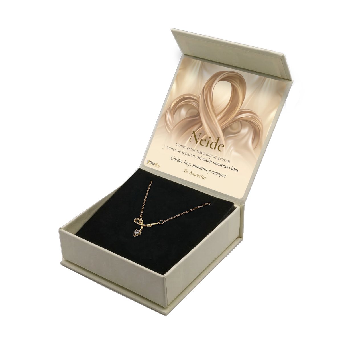 Collar de Acero Bañado en Oro 18K · Lazo de Corazón