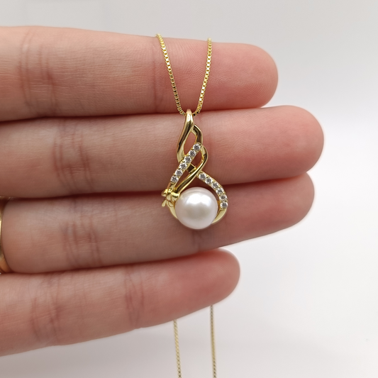 Collar Luz de Nácar en Plata con Circonita. Ed. "Mi sueño"