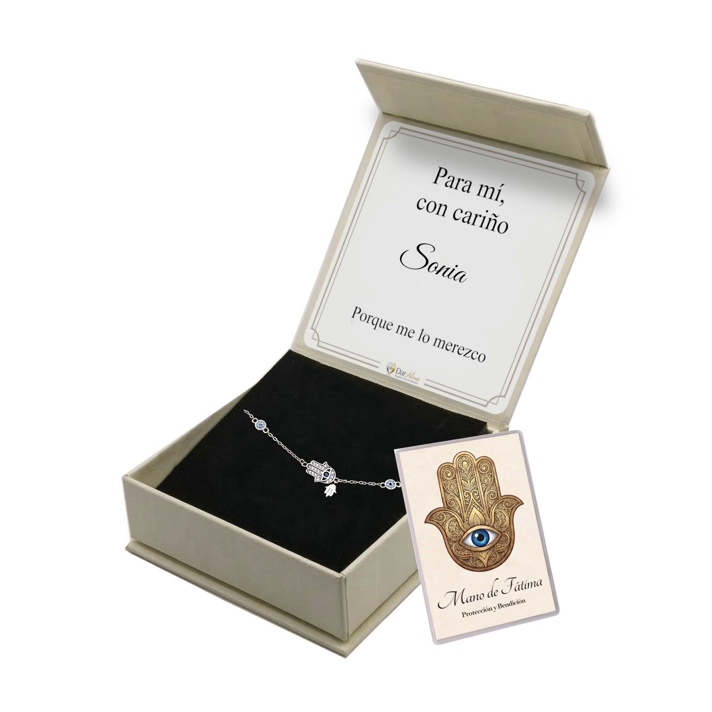 Pulsera Protectora en Plata. Ed. "Para mi" + Tarjeta con Oración