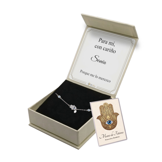 Pulsera Protectora en Plata. Ed. "Para mi" + Tarjeta con Oración