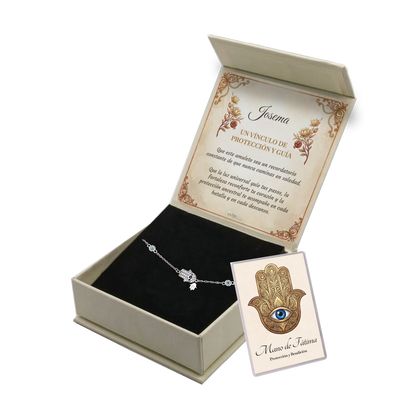 Pulsera Protectora en Plata. Ed. "Proteccion y Guia" + Tarjeta con Oración