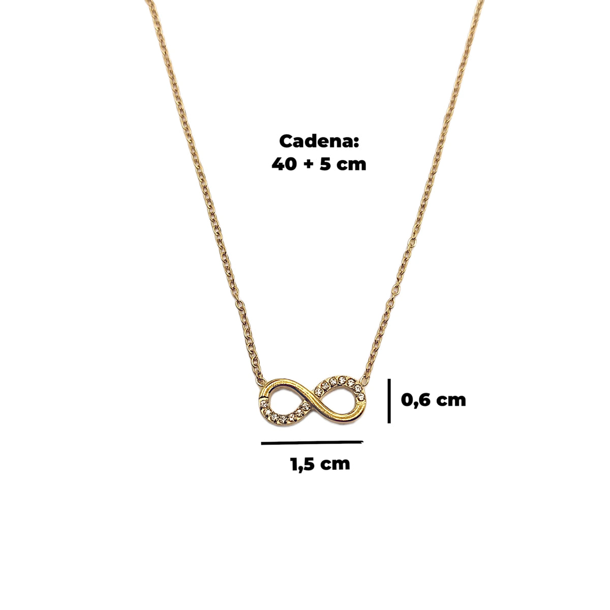 Collar de Acero con Brillantes · Amor Infinito