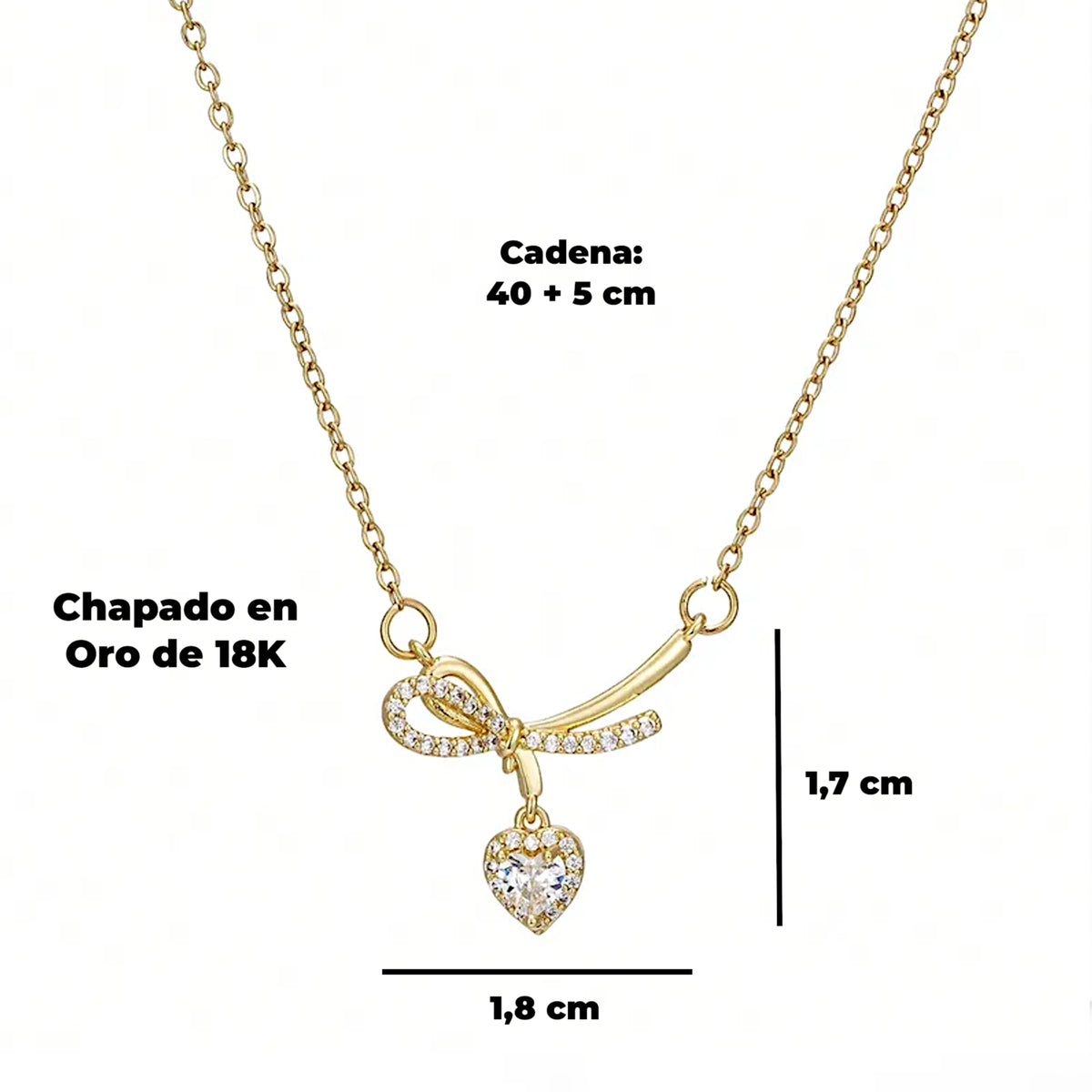Collar de Acero Bañado en Oro 18K · Lazo de Corazón