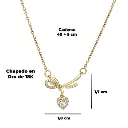 Collar de Acero Bañado en Oro 18K · Lazo de Corazón