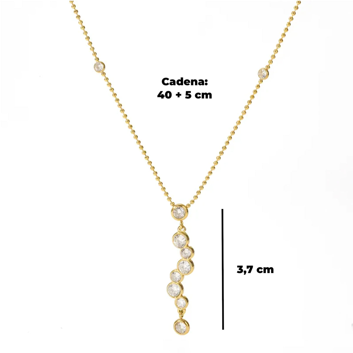 Collar de Acero Inoxidable con Circonitas · Gotas de Luz