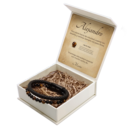 Pulsera Ojo de Tigre Natural · Hombre y Mujer · Amuleto de Fuerza