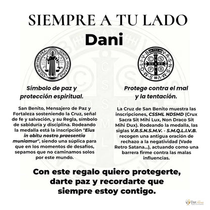 Pulsera San Benito en Inox. Ed. "Siempre a tu Lado" + Tarjeta con Oración