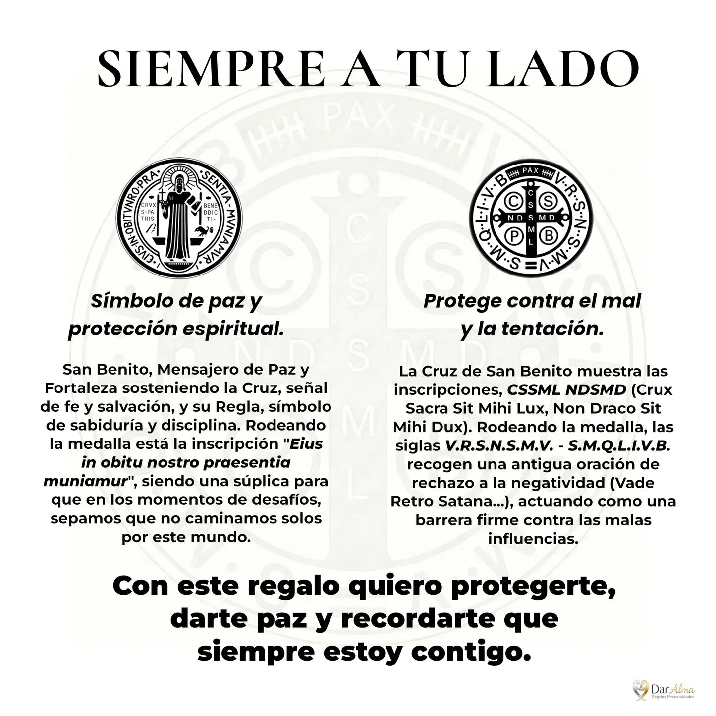 Colgante San Benito en Inox. Ed. "Siempre a tu Lado" + Tarjeta con Oración