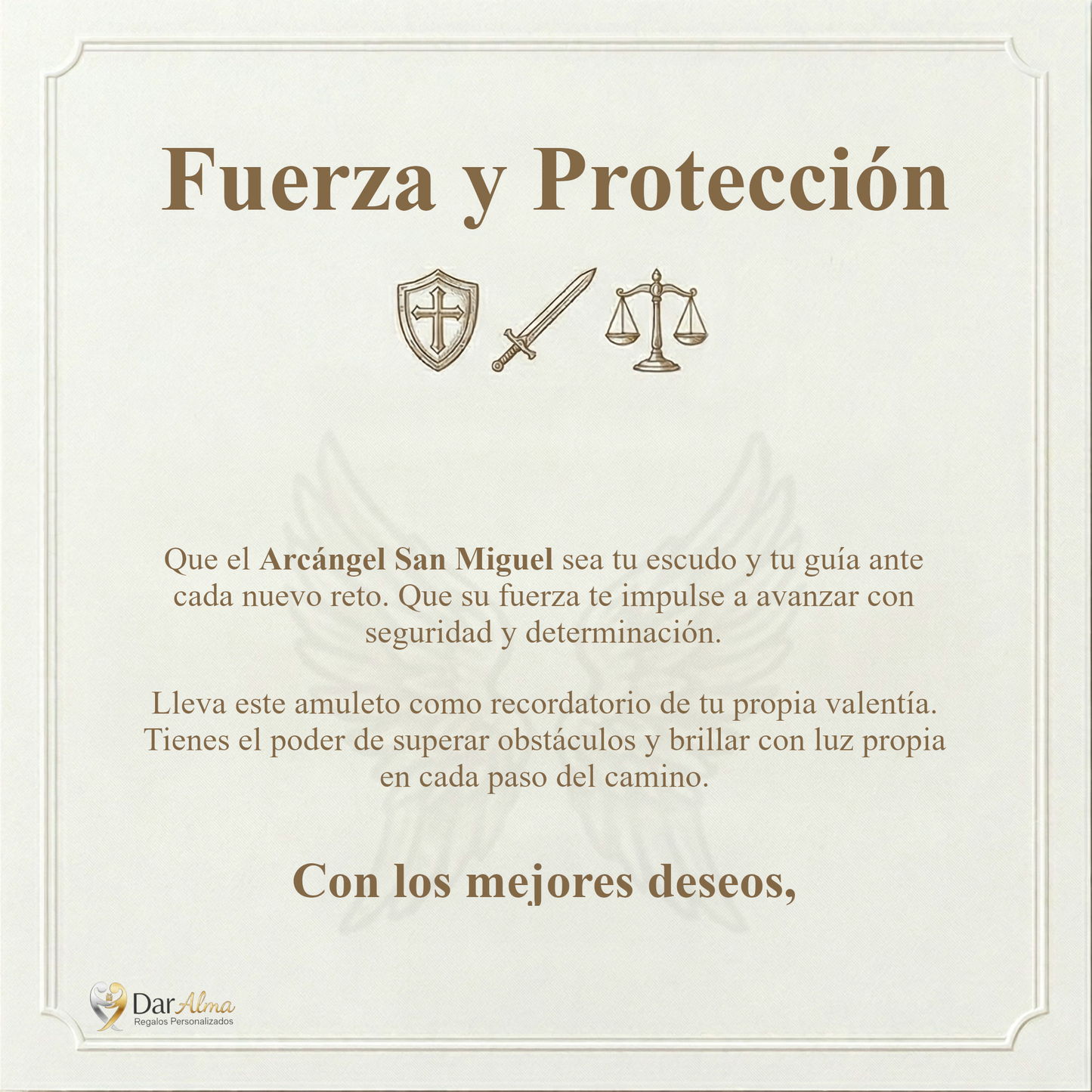 Colgante Arcangel San Miguel en Inox. Ed. "San Miguel" + Tarjeta con Oración