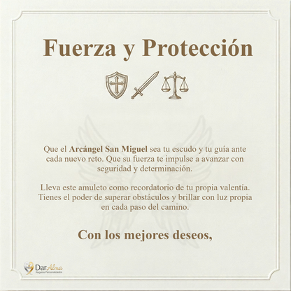 Colgante Arcangel San Miguel en Inox. Ed. "San Miguel" + Tarjeta con Oración