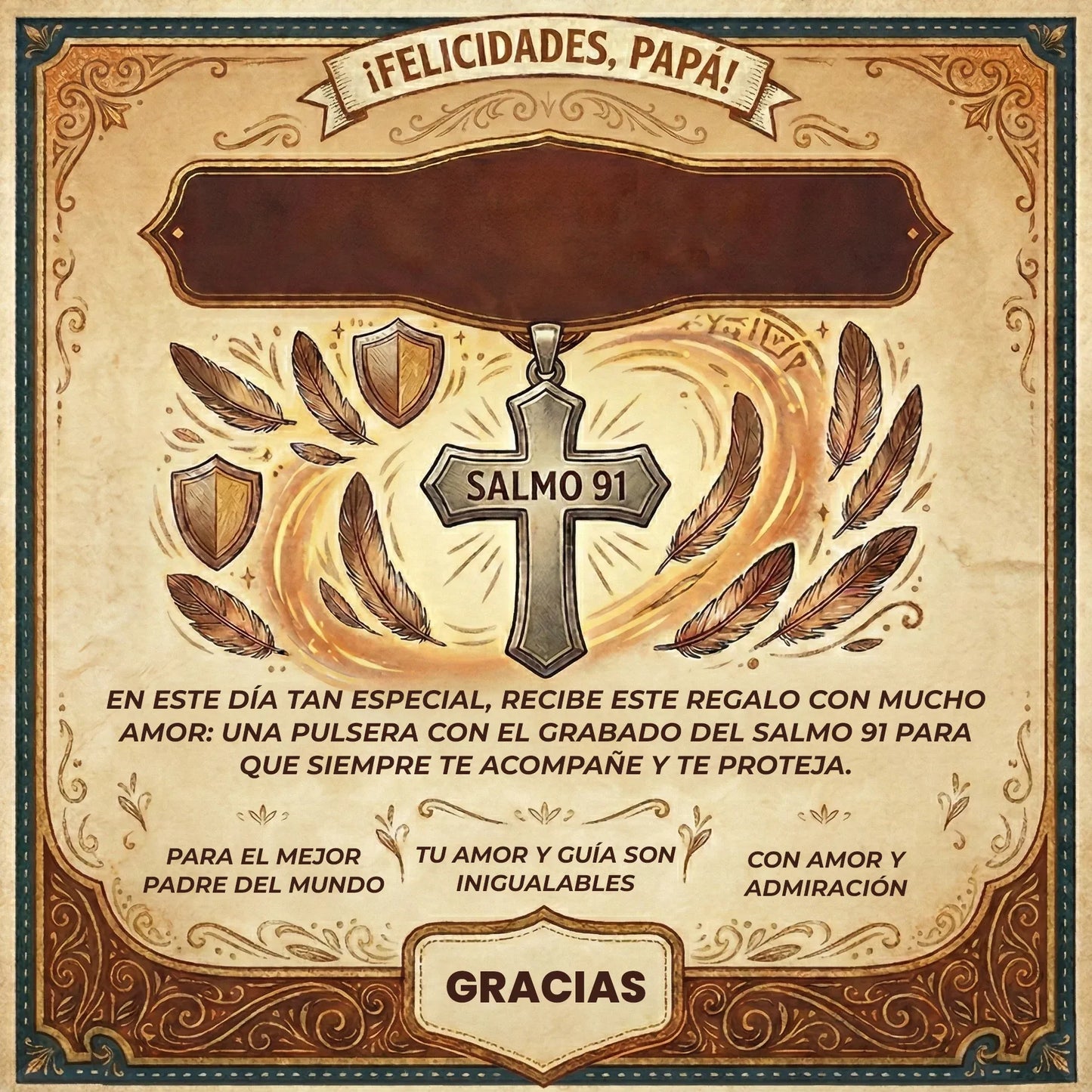 Pulsera Protección Divina de Acero Inox. Edición "Protección Papá"