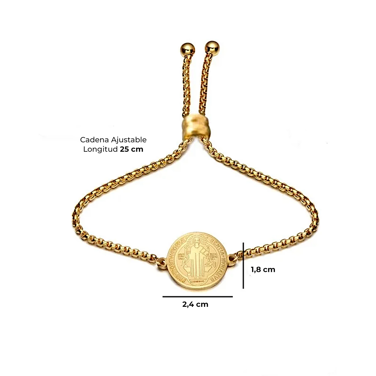 Pulsera San Benito en Inox. Ed. "Equilibrio" + Tarjeta con Oración